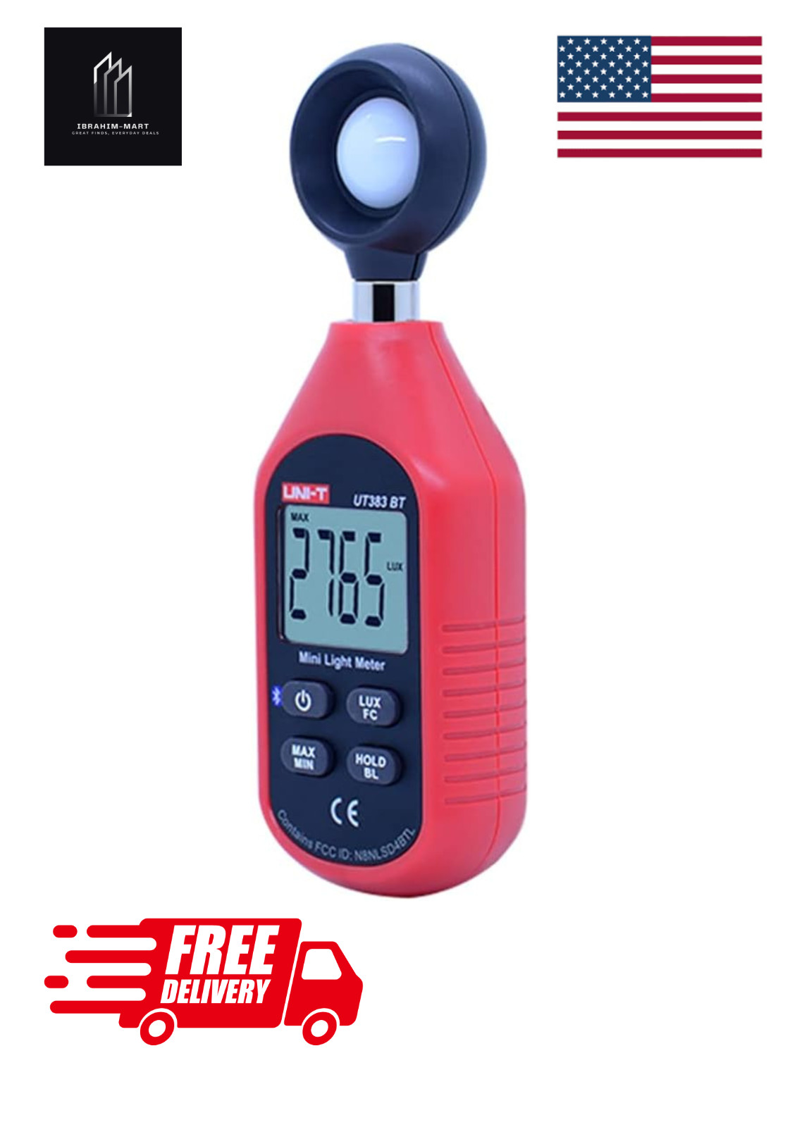 UNI-T Digital Bluetooth Illuminometer Light Meter Luxmeter 199900Lux UT383BT