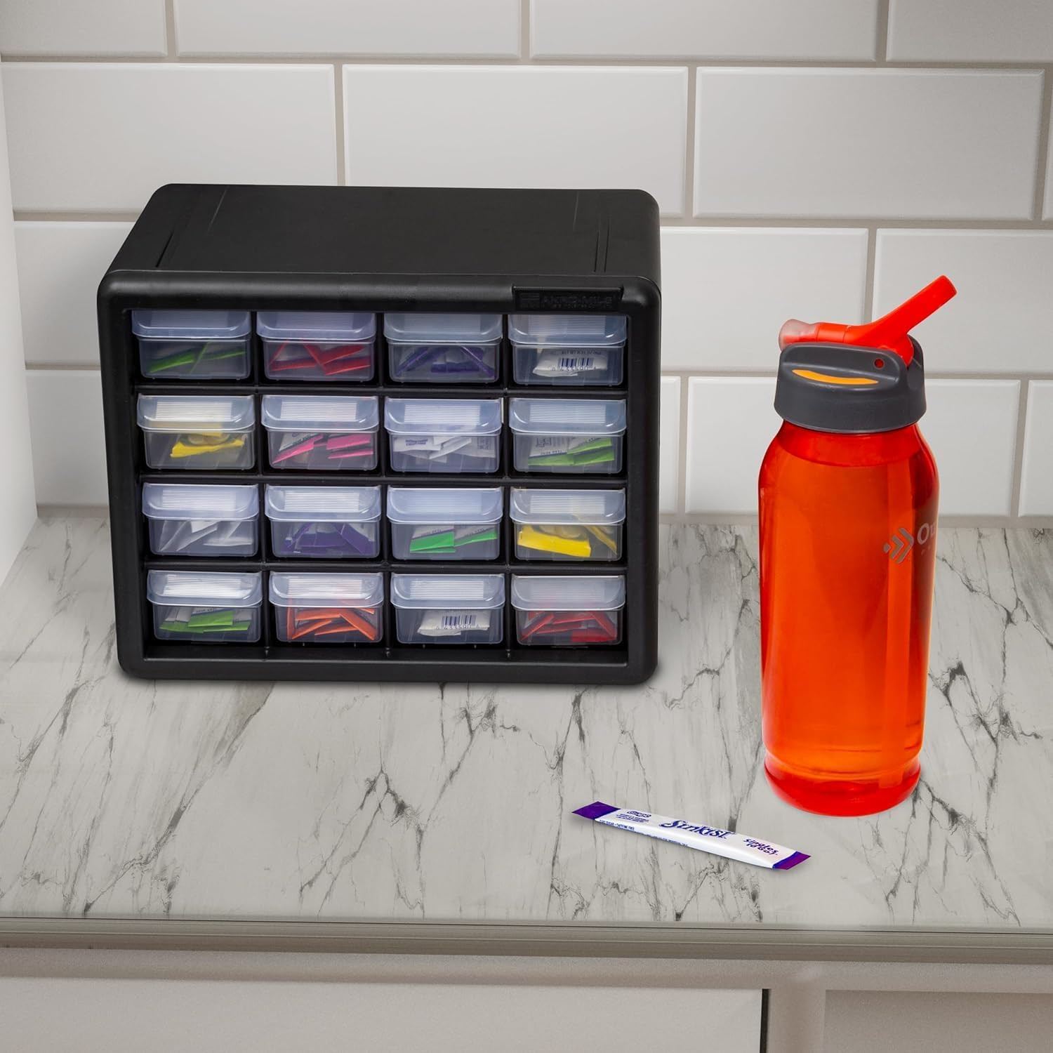 16-Drawer Plastic Storage Cabinet, 10.5″W X 6.5″D X 8.5″H, Black | Plastic Cabin