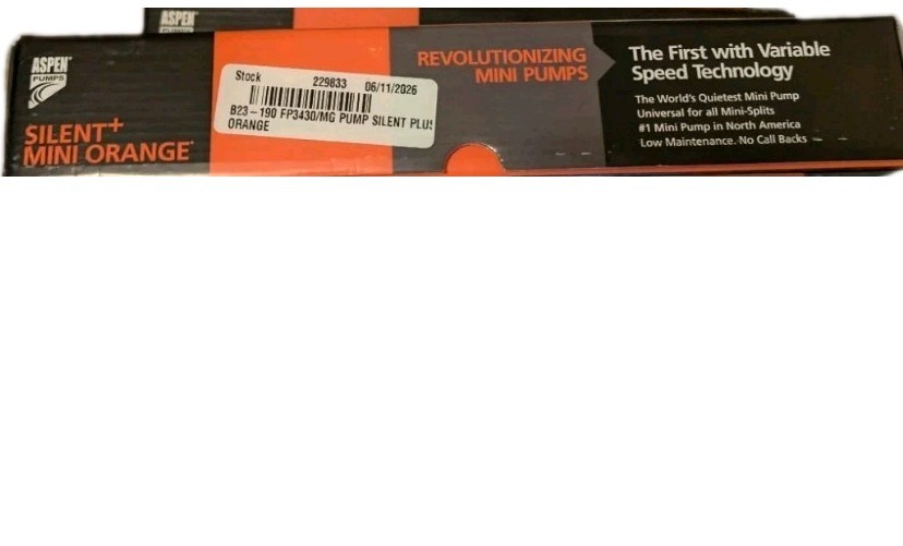 Aspen Pumps Silent+ Mini Orange Condensate Pump Kit, Variable Speed, 230V