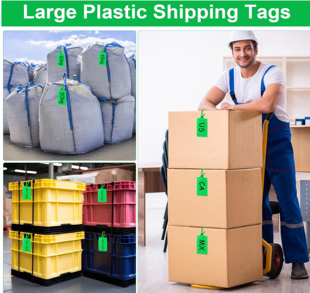 Chunful 500 Pcs Blank Plastic Tags Shipping Tags 3.94″x 2.36″ Waterproof Sealing