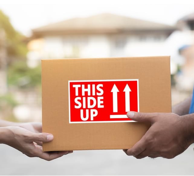 300 Pcs This Side Up Warning Stickers for Shipping and 2*3 inches, Red