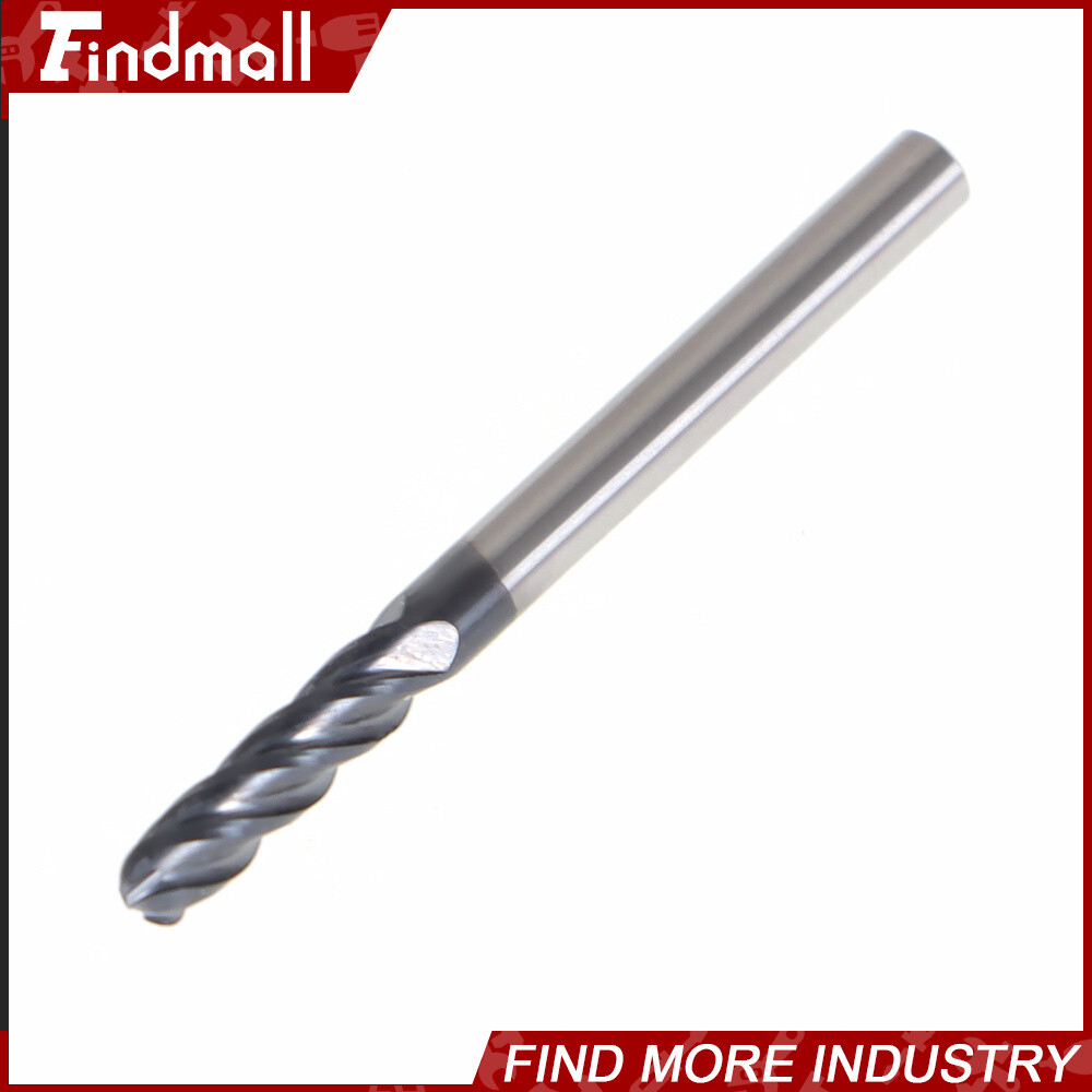 5 PCS 1/8″ 4 Flute 1-1/2″ Overall Length Ball Nose Carbide End Mill