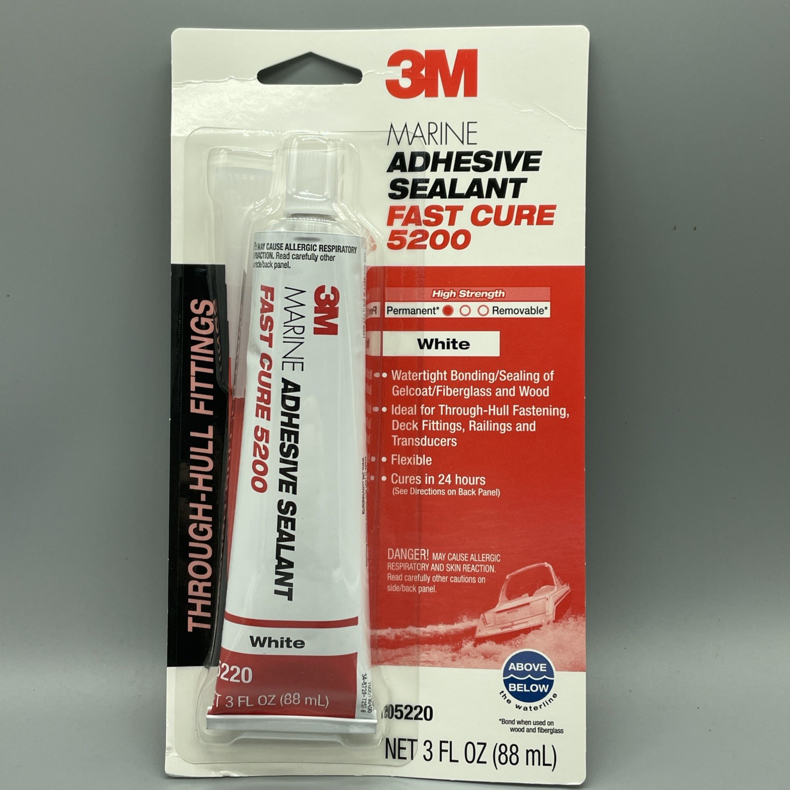 3M 5200 Marine Sealant Fast Cure White 3 oz Tube Fiberglass Adhesive Boat New