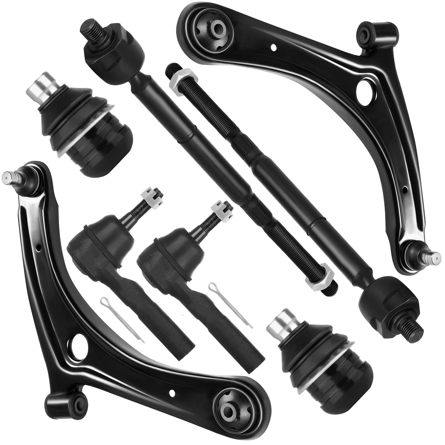 8pcs Front Suspension Kit Lower Control Arm Ball Joint Tie Rod Ends 2007-2017