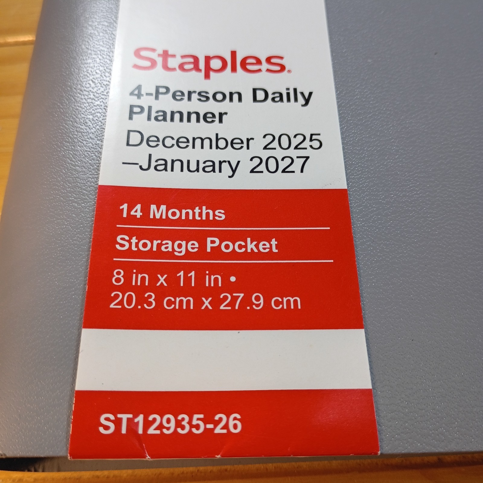 Staples 2026 4 Person DailyPlanner, Gray Dec 2025 Jan 2027, 8 x 11 In ST12935-26