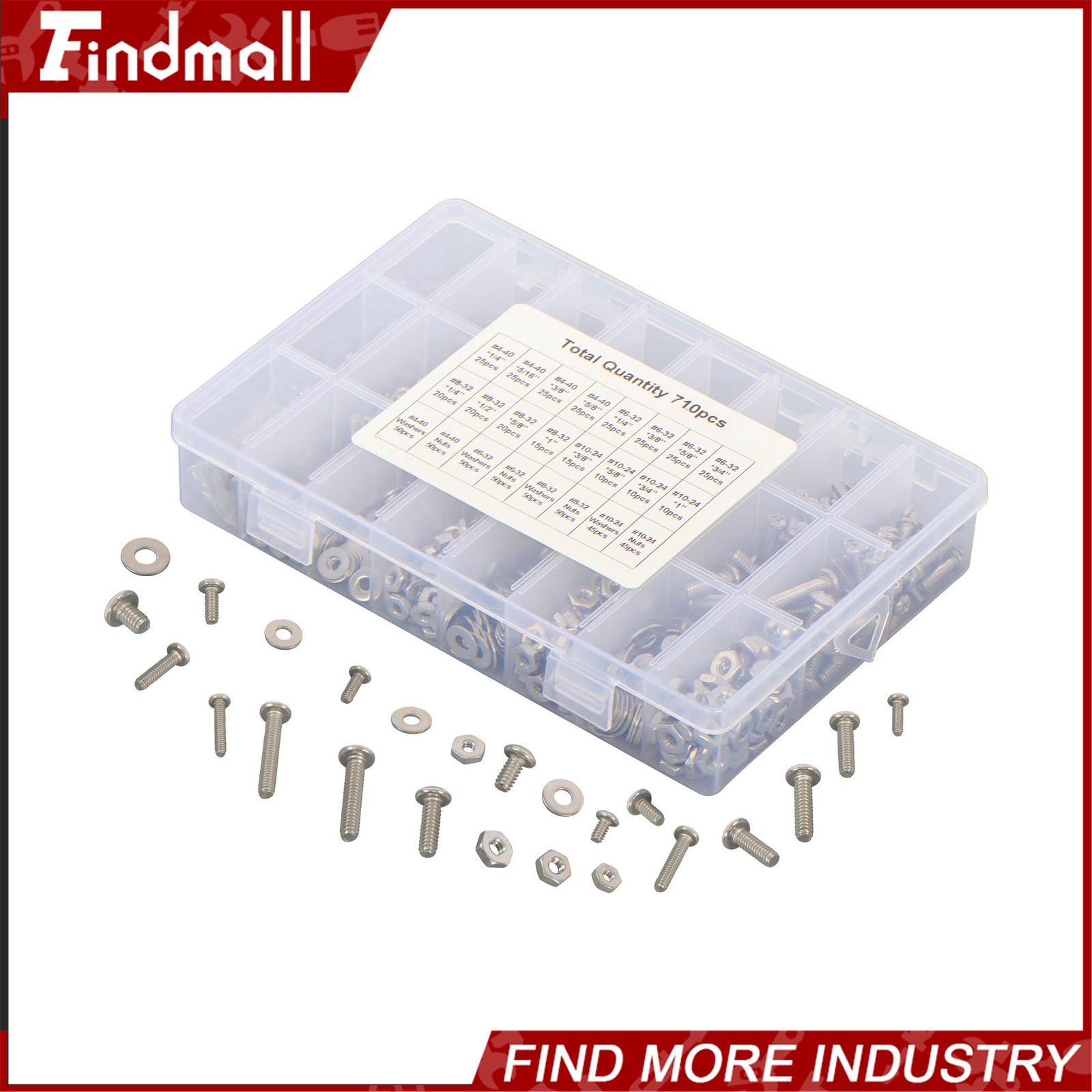 710Pcs Machine Screw Assortment Assorted Nuts Bolts and Flat Washers Kit