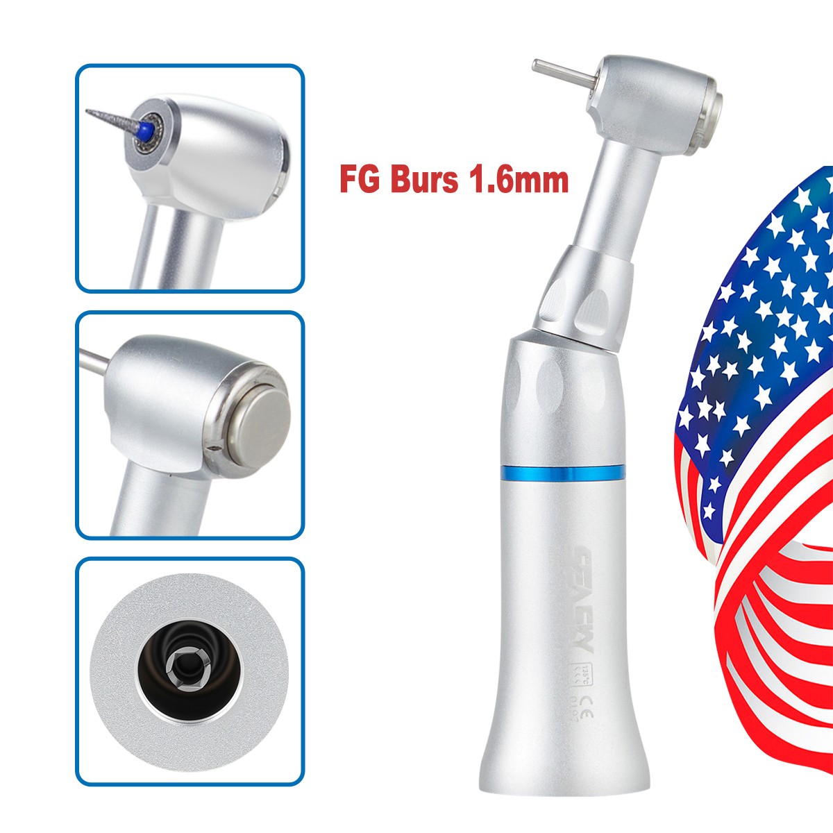 SEASKY Dental Contra Angle Handpiece FG 1.6mm E type Low Speed Push Button