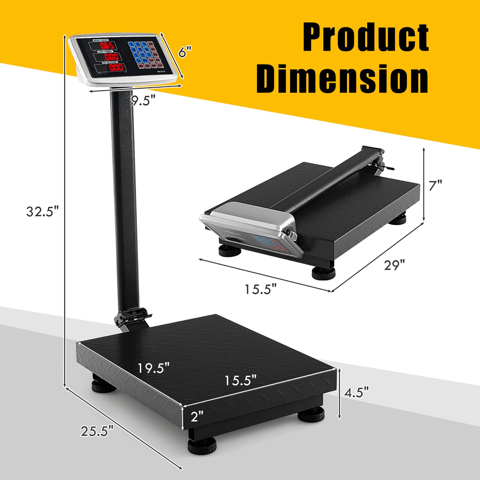 Digital Shipping Postal Scale 660 LBS Load 0.1 LBS Accuracy Floor Scale