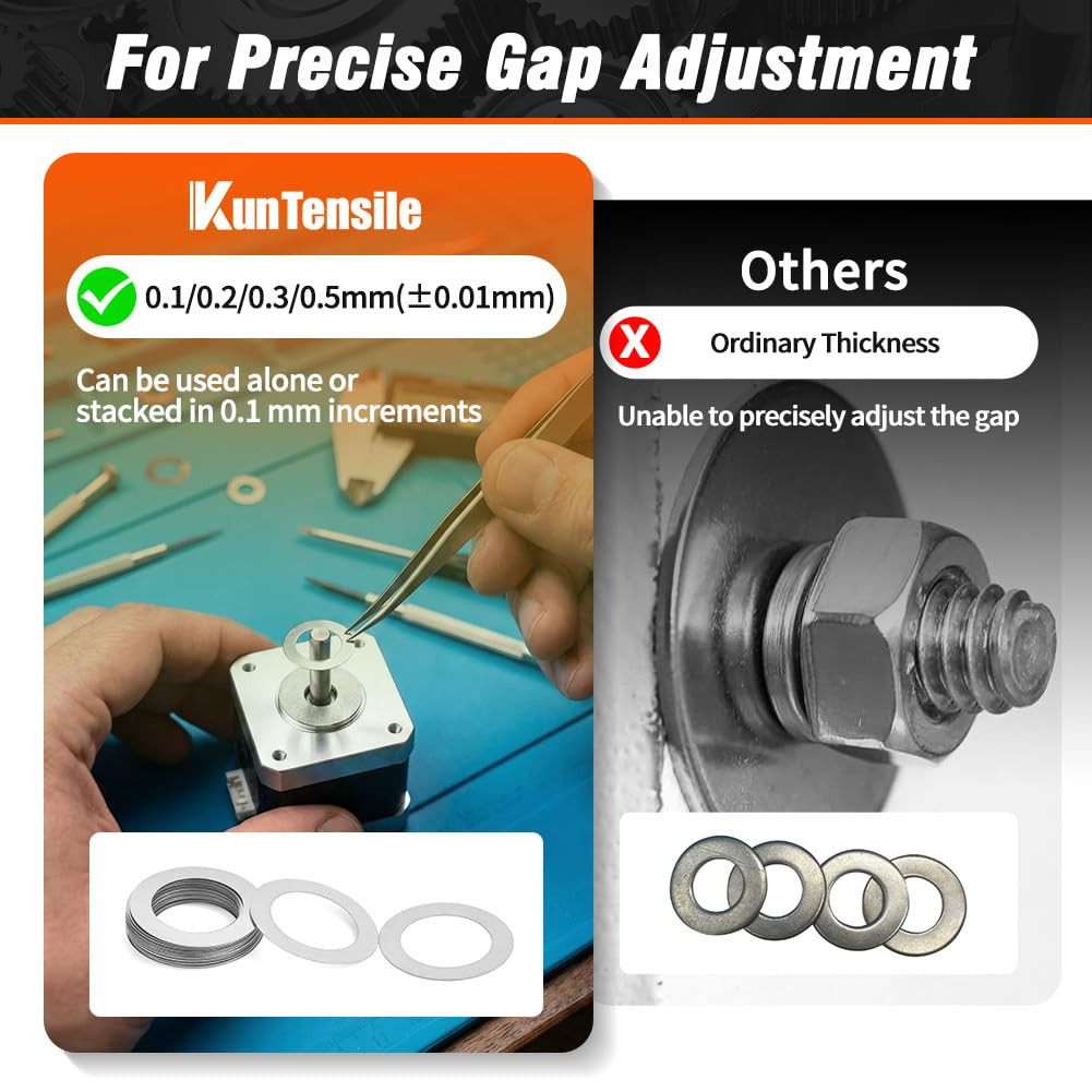Shim Washer 10 X 16 Precision Spacers Kit 80 Pcs 20 Units X 0.1/0.2/0.3/0.5Mm Th