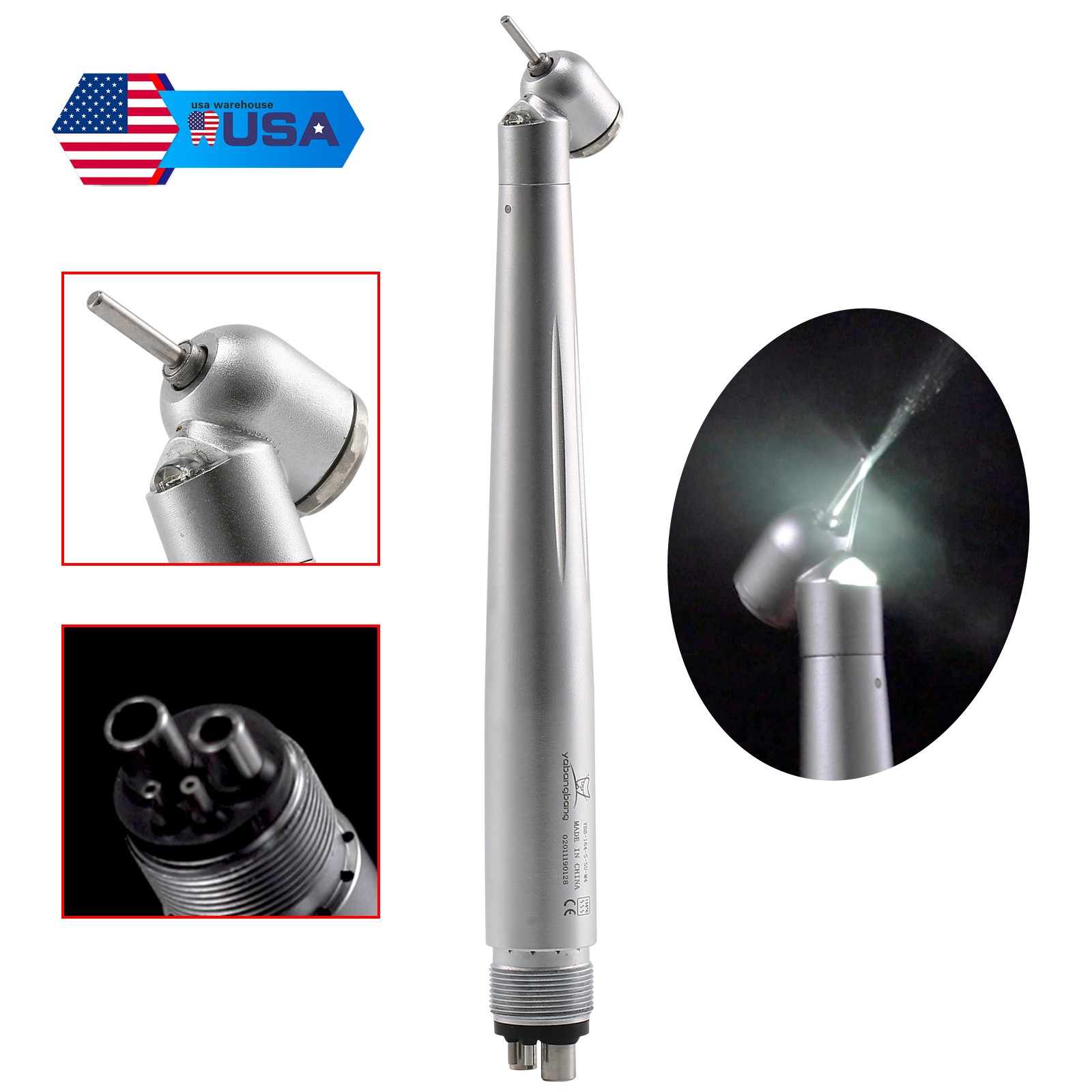 Dental 45 Degree Surgical High Speed Handpiece LED E-generator Push Button 4Hole