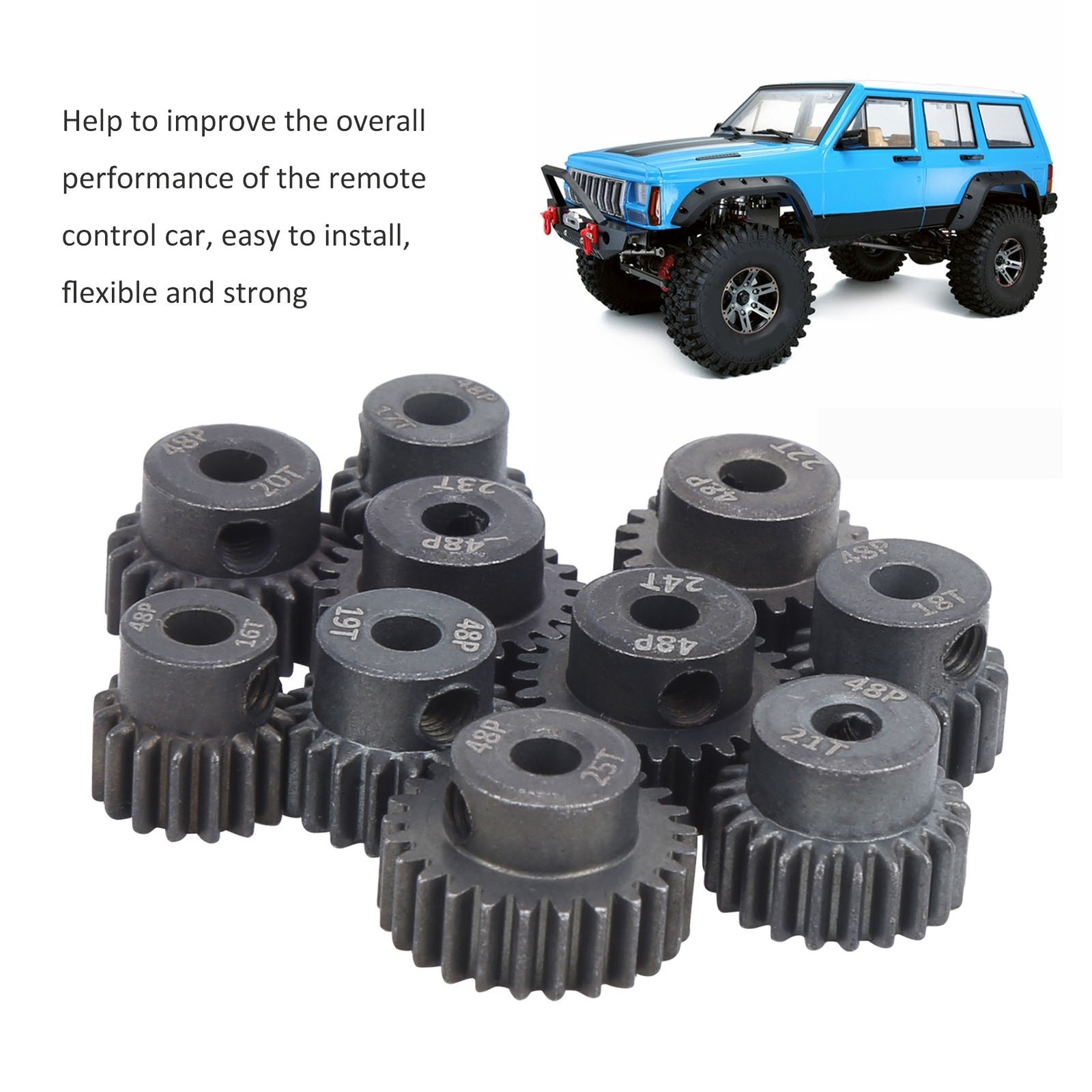 10Pcs/Set 16T‑25T 7075 48P Steel RC Car Motor Gear Pinion For 1/8 1/10 Brushless