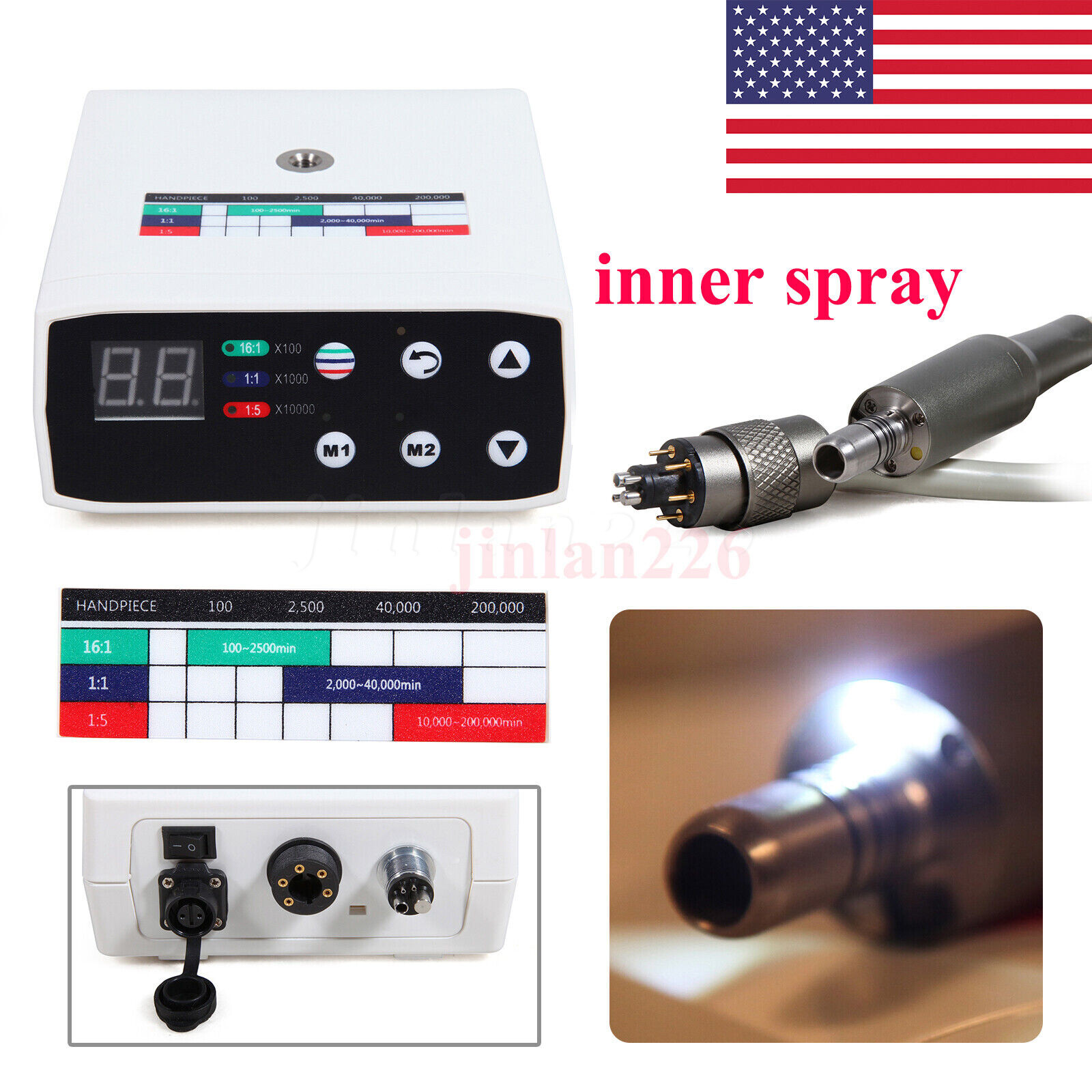 Dental NSK Style Brushless LED Electric Micro Motor /1:5 Increasing Handpiece US