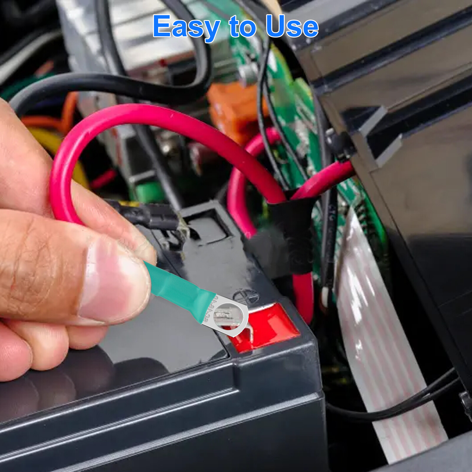 6AWG Battery Inverter Cables 12V 30cm/12in w/ 3/8″ Terminals for Power System