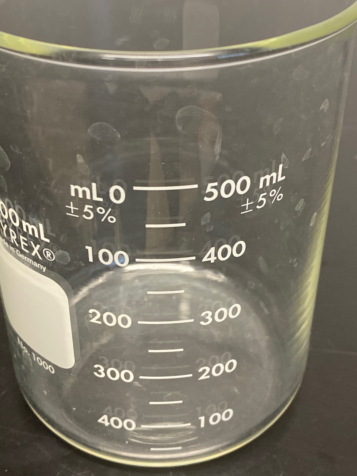 CORNING PYREX Glass 600mL Low Form Dual Scale Graduated Griffin Beaker 1000-600