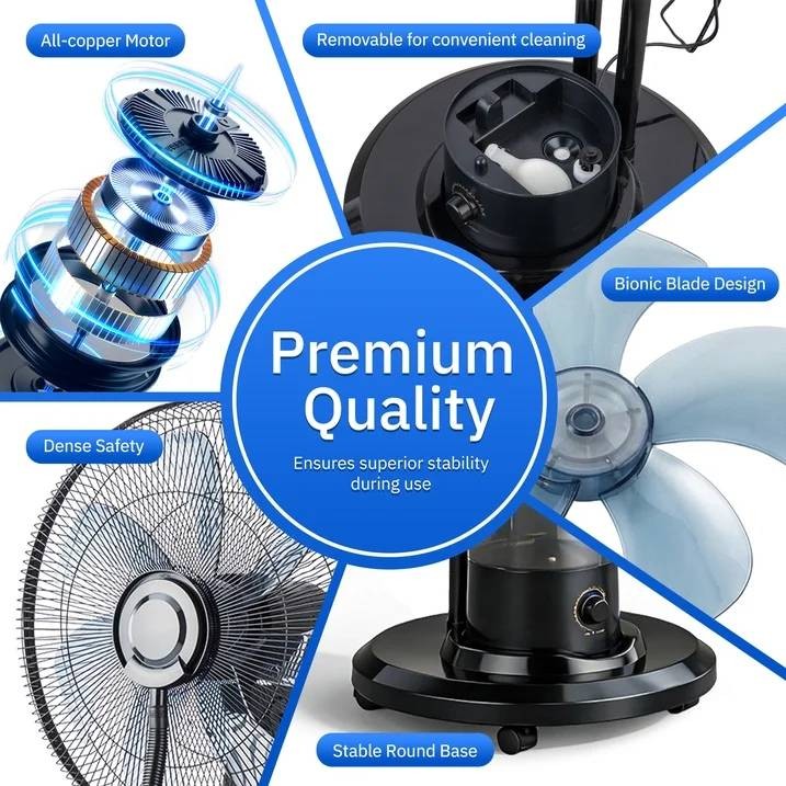 18 inch Portable Misting Cooling Fan w/120° Oscillation, 3 Speeds 5L Water Tank