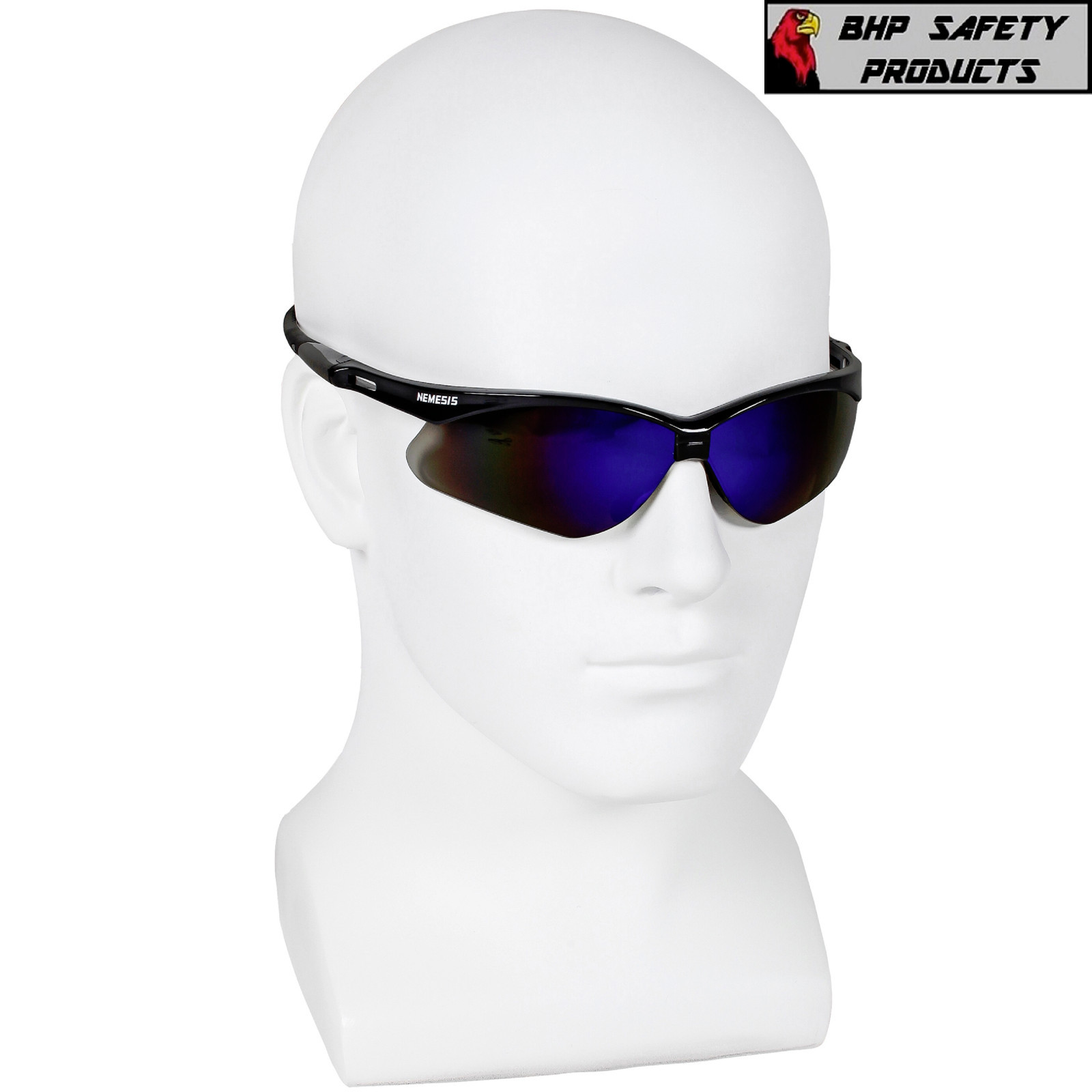 (12 PAIR) KLEENGUARD NEMESIS 14481 SAFETY GLASSES BLACK FRAME/BLUE MIRROR LENS