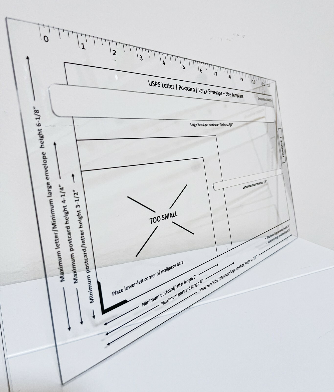 Acrylic USPS First Class Template Measuring Postal Slot Gauge, Card Making Tool