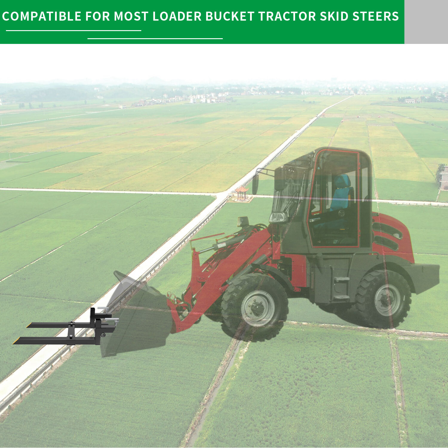 2000lb 4000lb Tractor Pallet Fork Bucket Clamp on Skid Steer Loader 43» 60»