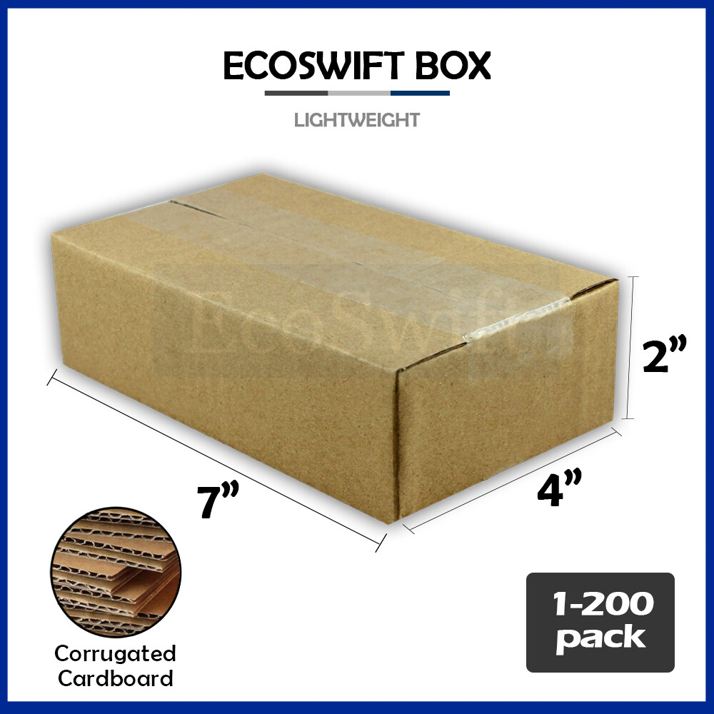 1-200 7x4x2 “EcoSwift” Cardboard Packing Mailing Shipping Corrugated Box Cartons