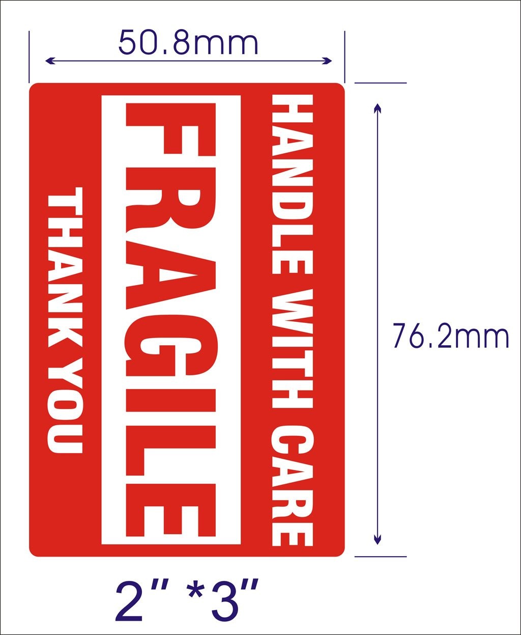 2 Rolls 500/Roll 2×3 FRAGILE Stickers Adhesive Handle with Care Shipping Labels