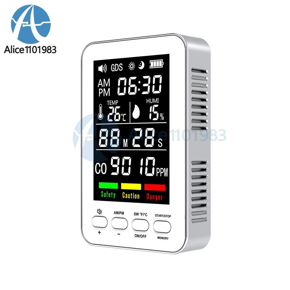 5-in-1 Portable Carbon Monoxide Alarm Temperature Humidity Air quality Tester