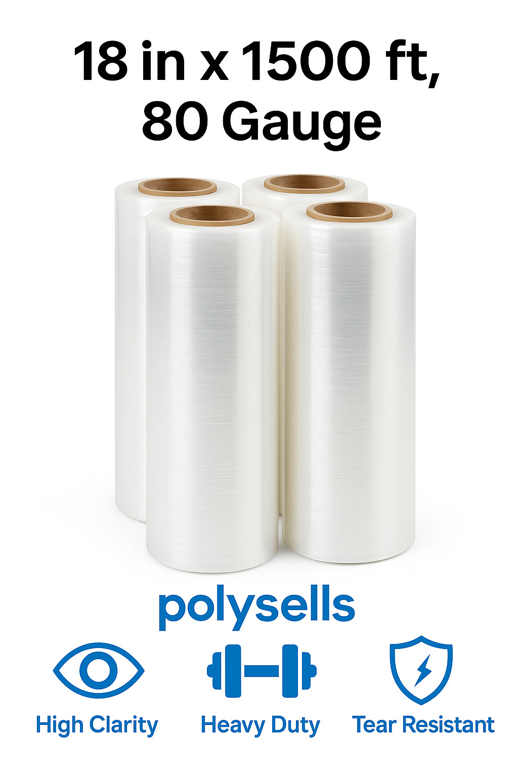 2/8/16 Rolls 5 in. x 1200 ft. Stretch Hand Wrap Clear Cling Plastic Wrap