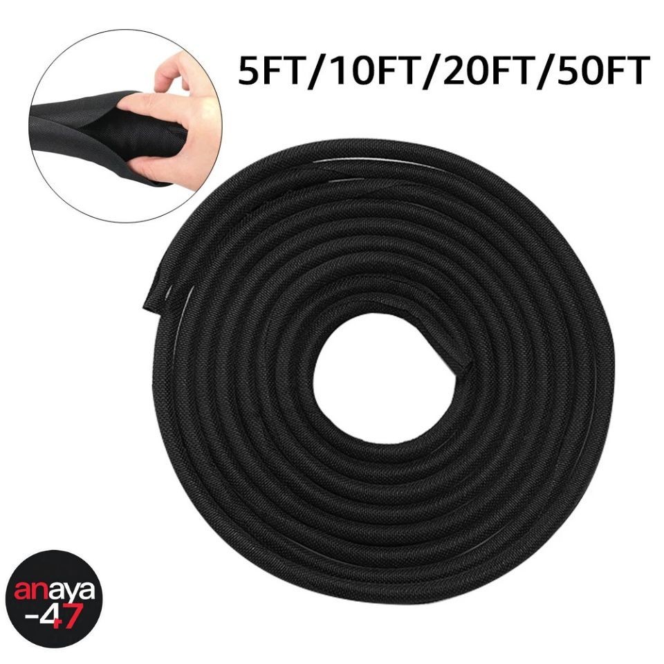 Split Braided Cable Sleeve 3MM-50MM Wire Loom Tubing Cable Management for PC Car