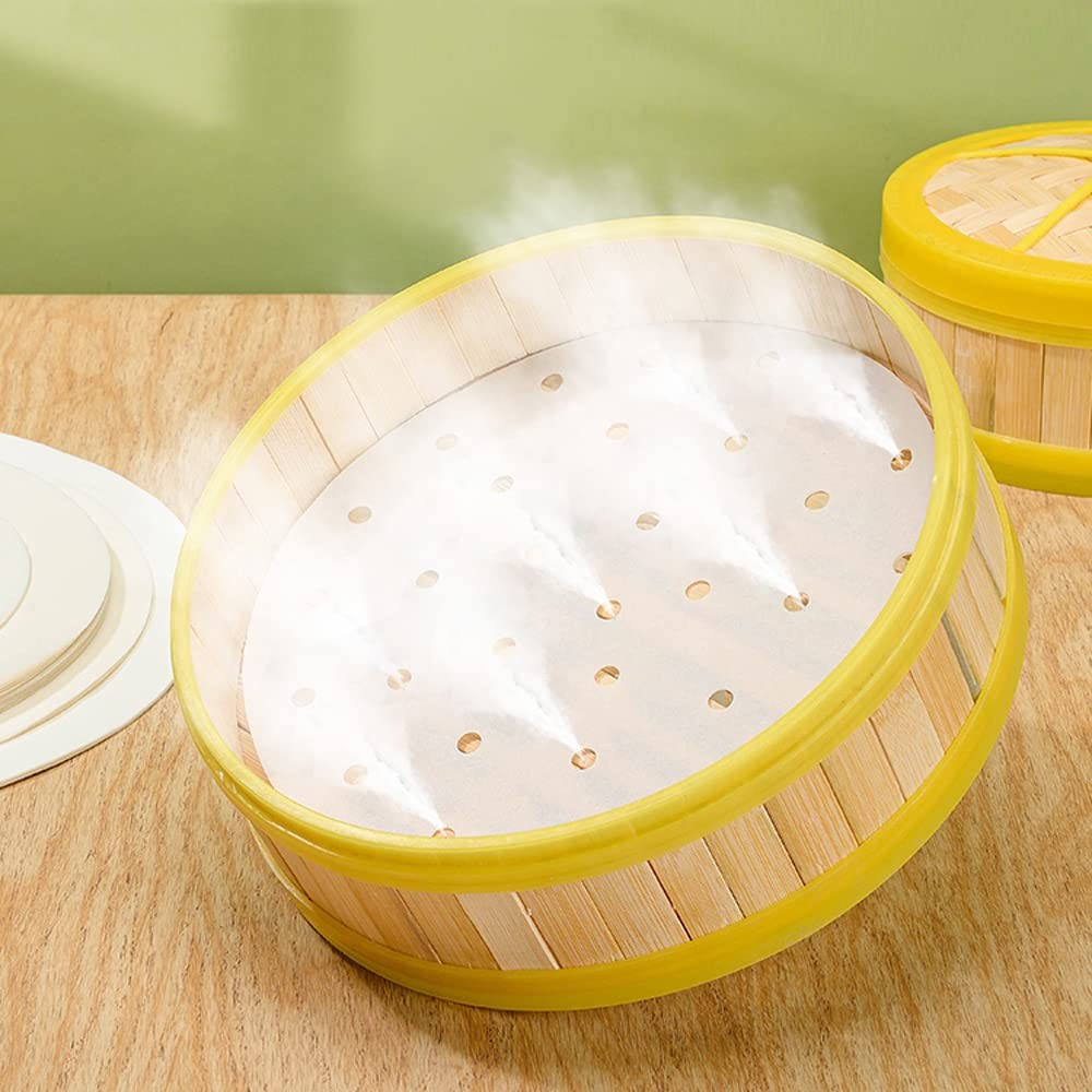 100 PCS Bamboo Steamer Liner, 10″ 10 inch x10 x 0.01 inch, [‘White’]