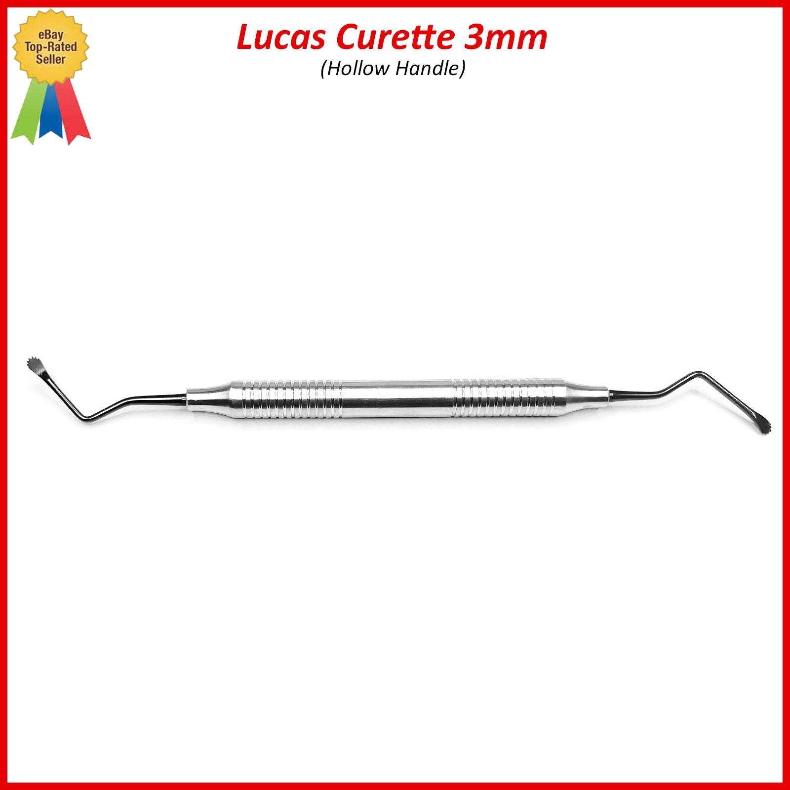 3Pcs Periodontal Dental Lucas Surgical Bone Curettes 3mm Serrated Instruments
