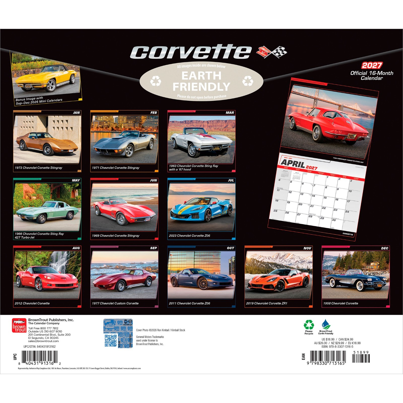 Corvette OFFICIAL | 2027 14×24″ (Hanging) Deluxe Wall Calendar