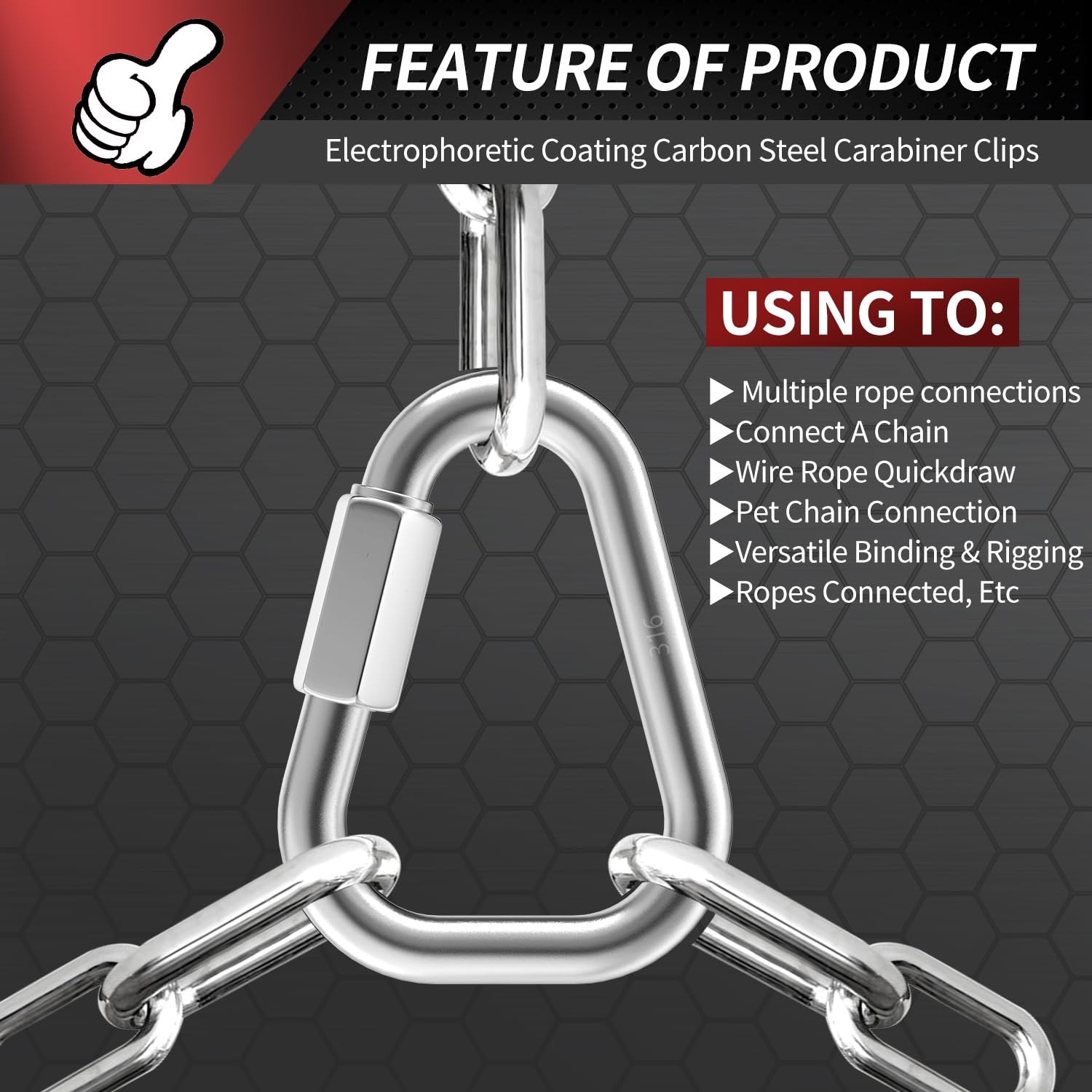Delta Quick Links 1.9″ 316 Stainless Steel Locking Connector – 4 Pack, 700Lbs