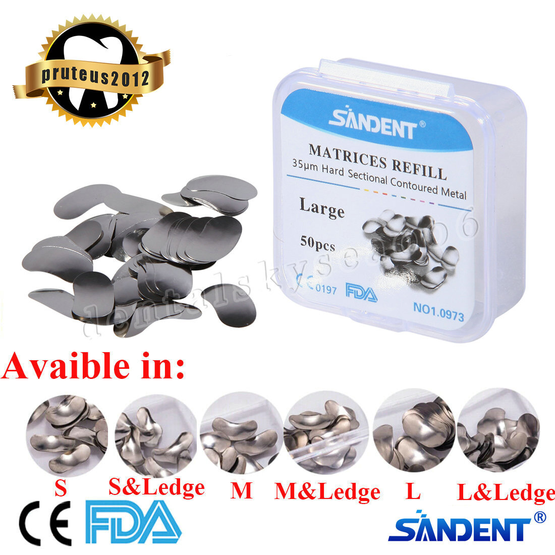 Dental Metal Matrices Matrix Band Sectional Contoured Refill Box S/M/L USA