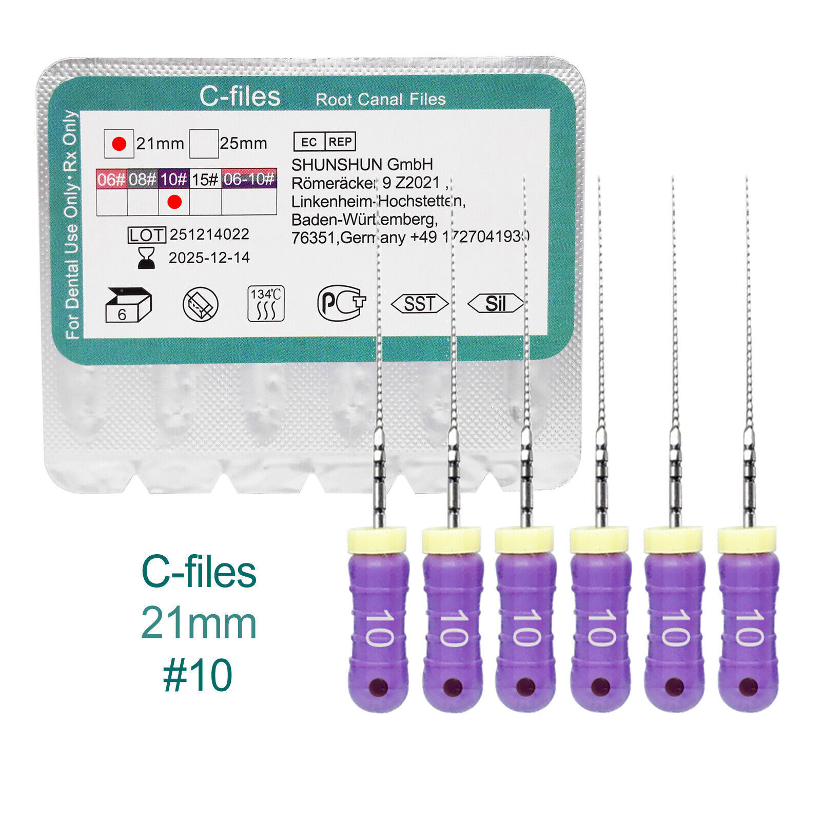 21/25MM C-files Dental Hand Use Endo Root Canal Steel Stainless Steel 6 Pcs/Pack