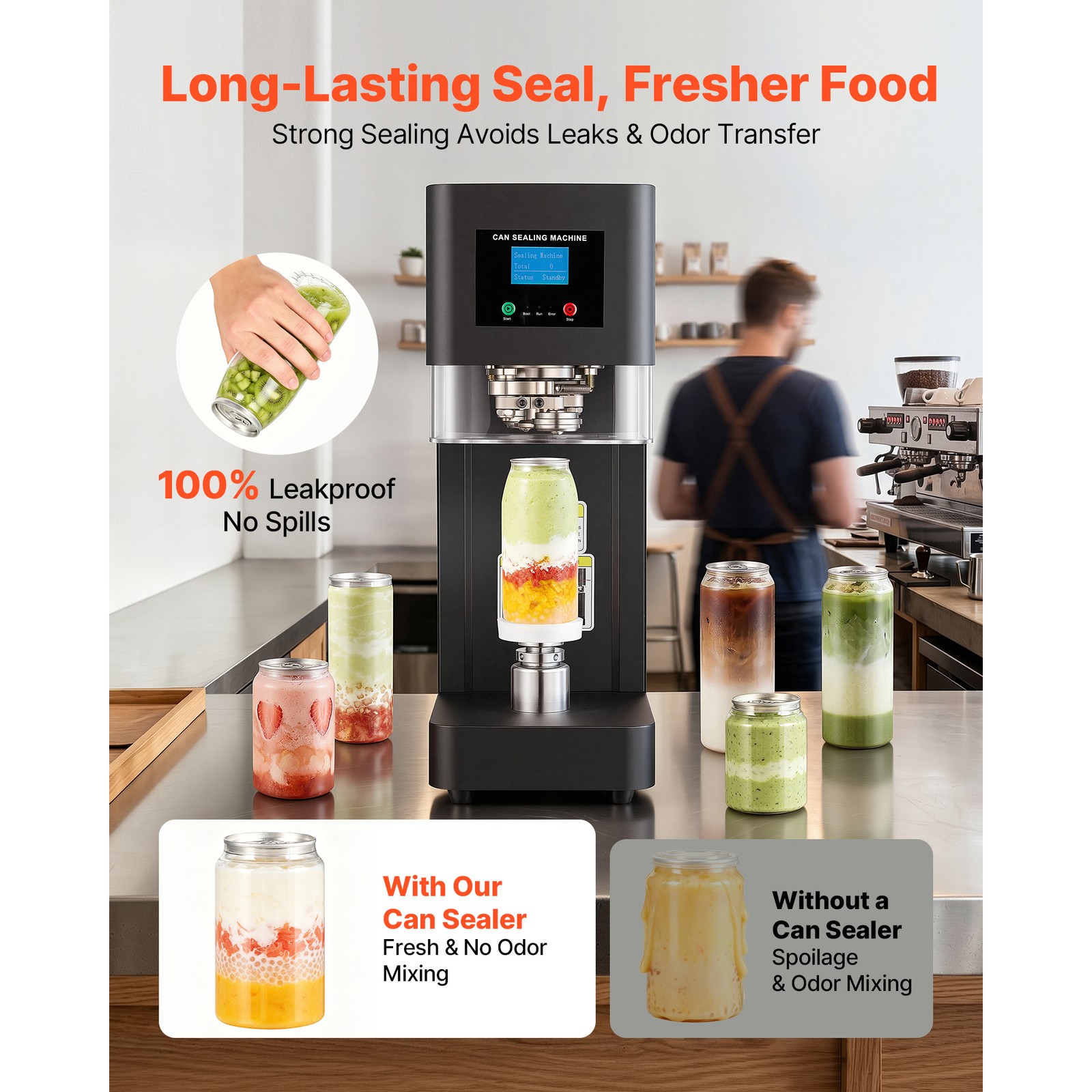 Uimoso Automatic Can Sealer Machine for Soda and Coffee Shops, Black