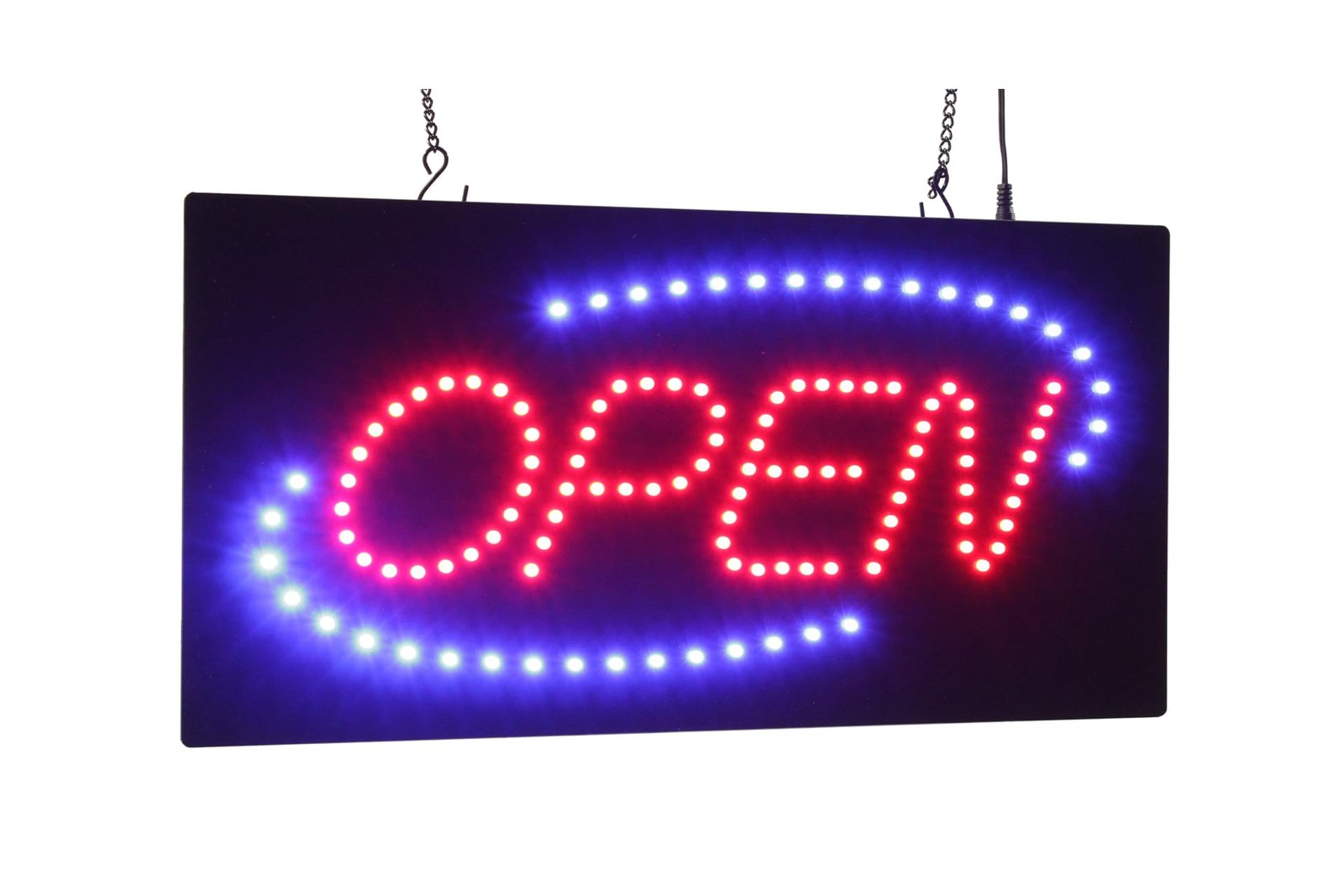 Open Sign Blue Oval 19X10 48X24Cm Topking Led Neon Florescent Signage Signboard