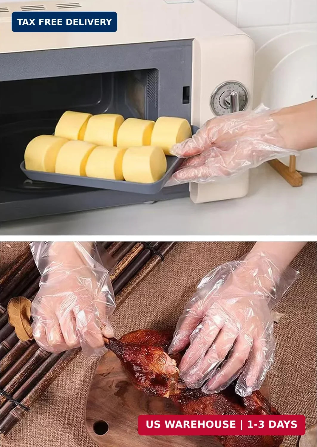400 Count Disposable Poly Plastic Gloves for Cooking, Food Prep and Food Service