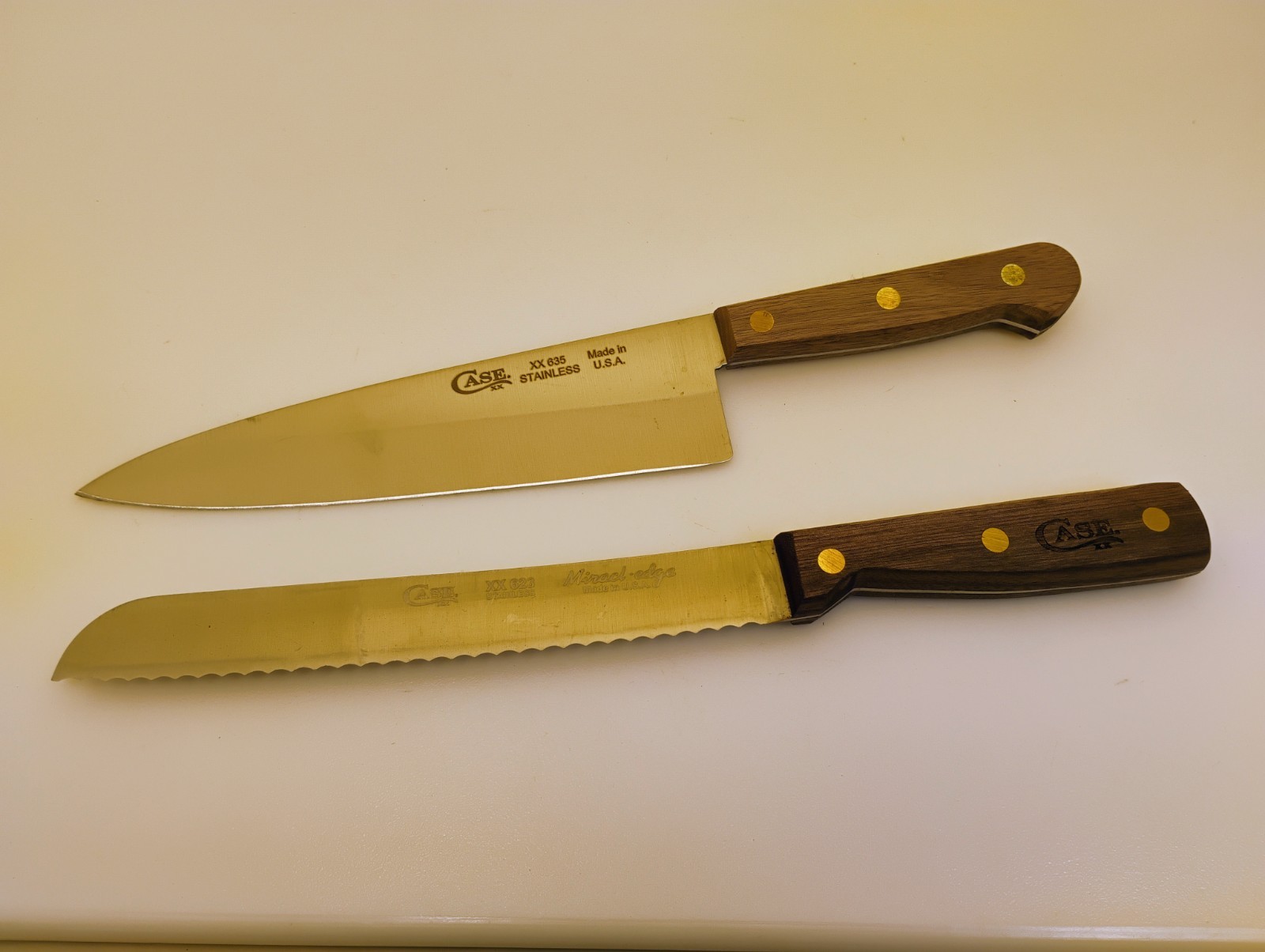 Case XX USA Set (2) 8″ Cooks Knife & Scalloped Edge Slicer Wood HandleFactory2nd