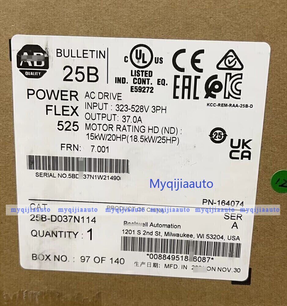 AB 25B-D037N114 PowerFlex 525 18.5kW 25Hp AC Drive 25BD037N114 US Stock
