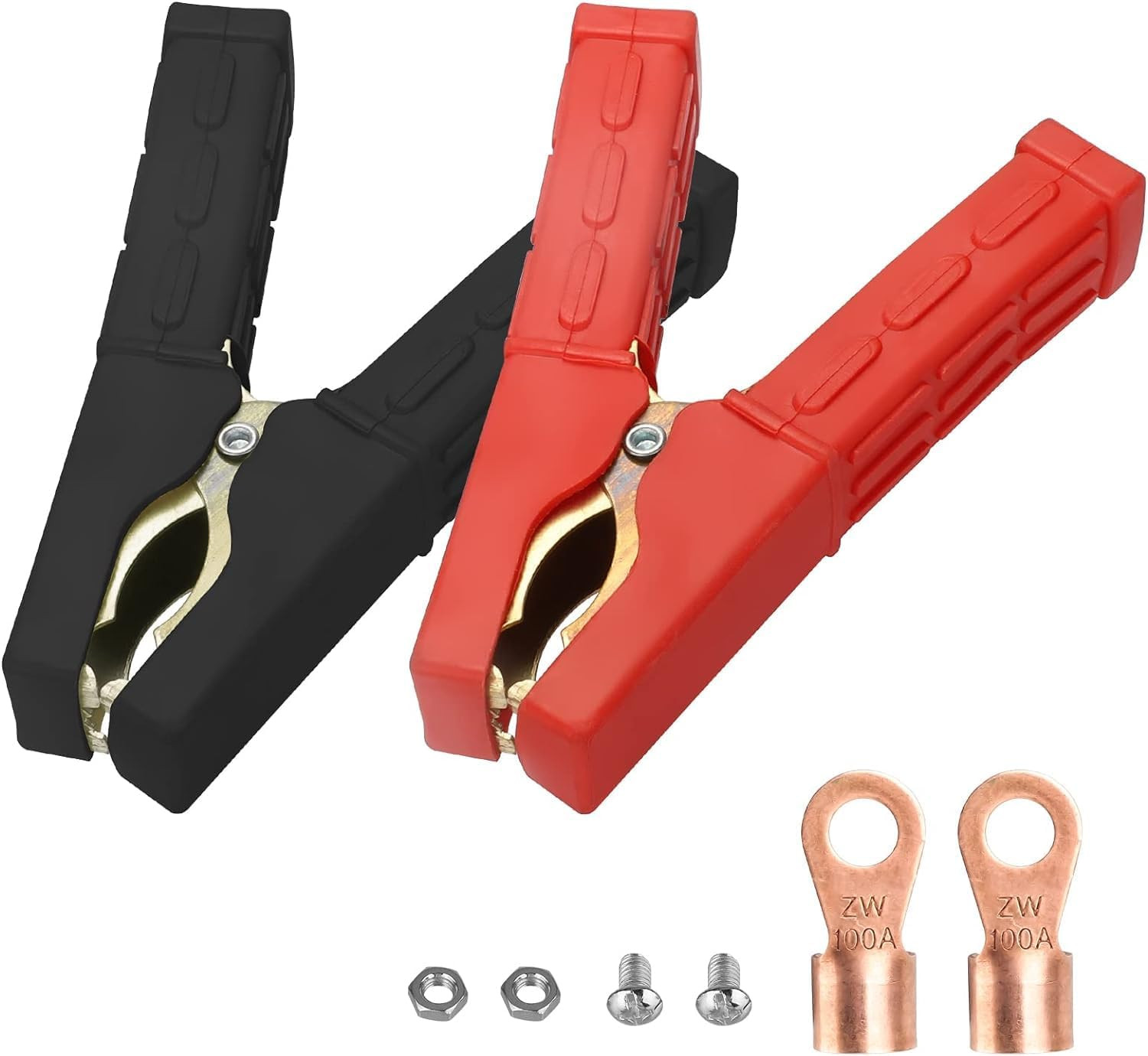 2Pcs Insulated Alligator Clips 100A-500A Electrical Heavy Duty Alligator Clamps,
