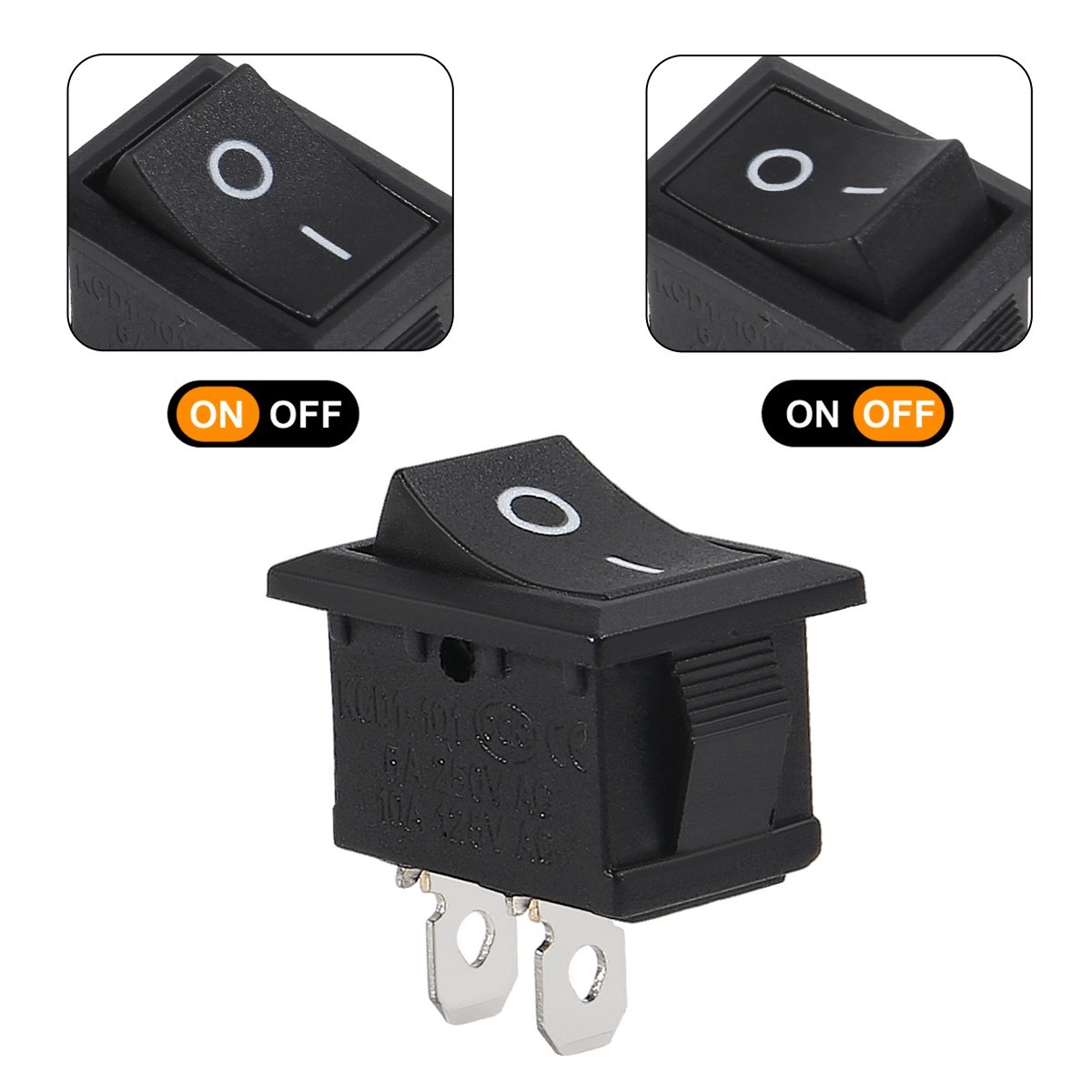 10Pcs Snap-In Rocker Switch ON/OFF 2 Pin SPST 125V 250V Car Boat