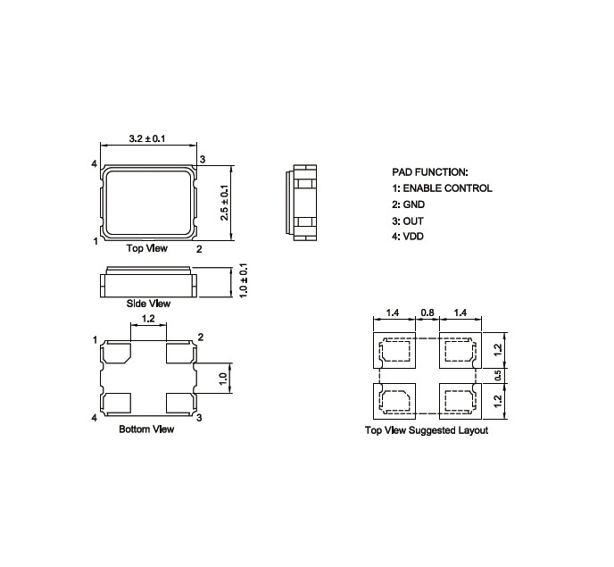 5PCS 3225 13M 13MHZ 13.000M 13.000MHZ OSC Active Crystal Oscillator 3.2mm×2.5mm