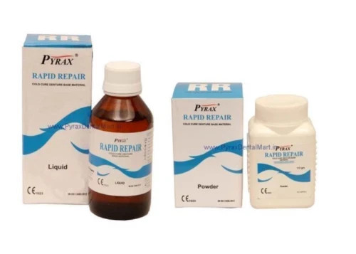 Dental Rapid Repair Self Cure Liquid 100ml & Powder 100 gm For Acrylic Denture