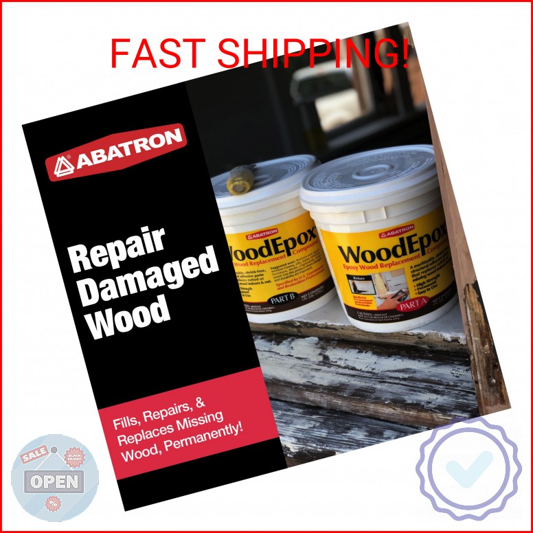 Abatron WoodEpox Kit – 12 oz – 2-Part Structural Epoxy Adhesive Filler – Wood Fi