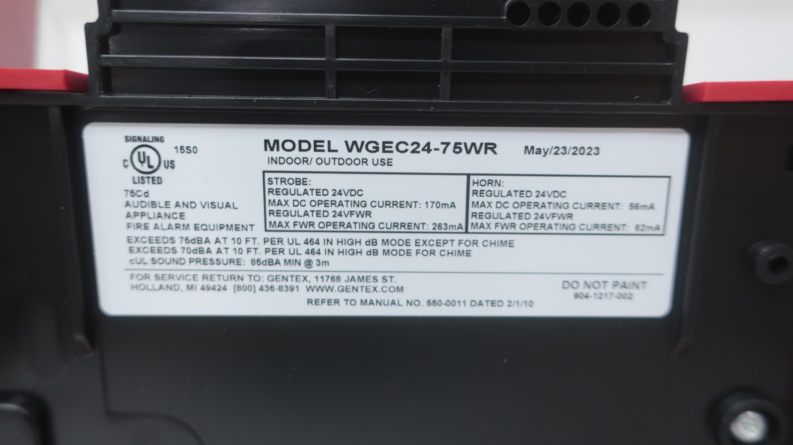 Gentex WGEC24-75WR Weatherproof Fire Alarm & Strobe Module