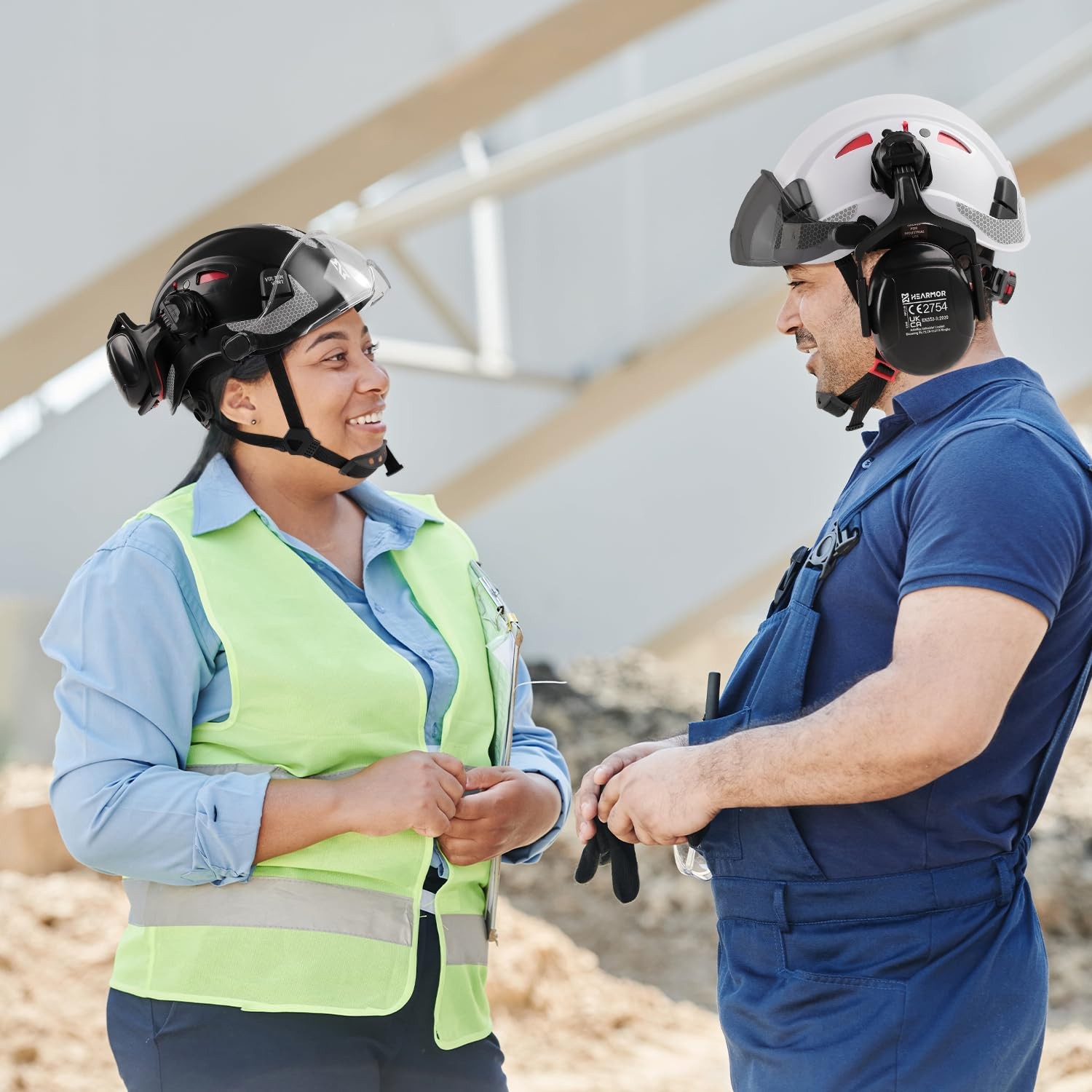 Safety Helmet with Hearing Protection and Visor, EN 397 Certified Ventilated Work…