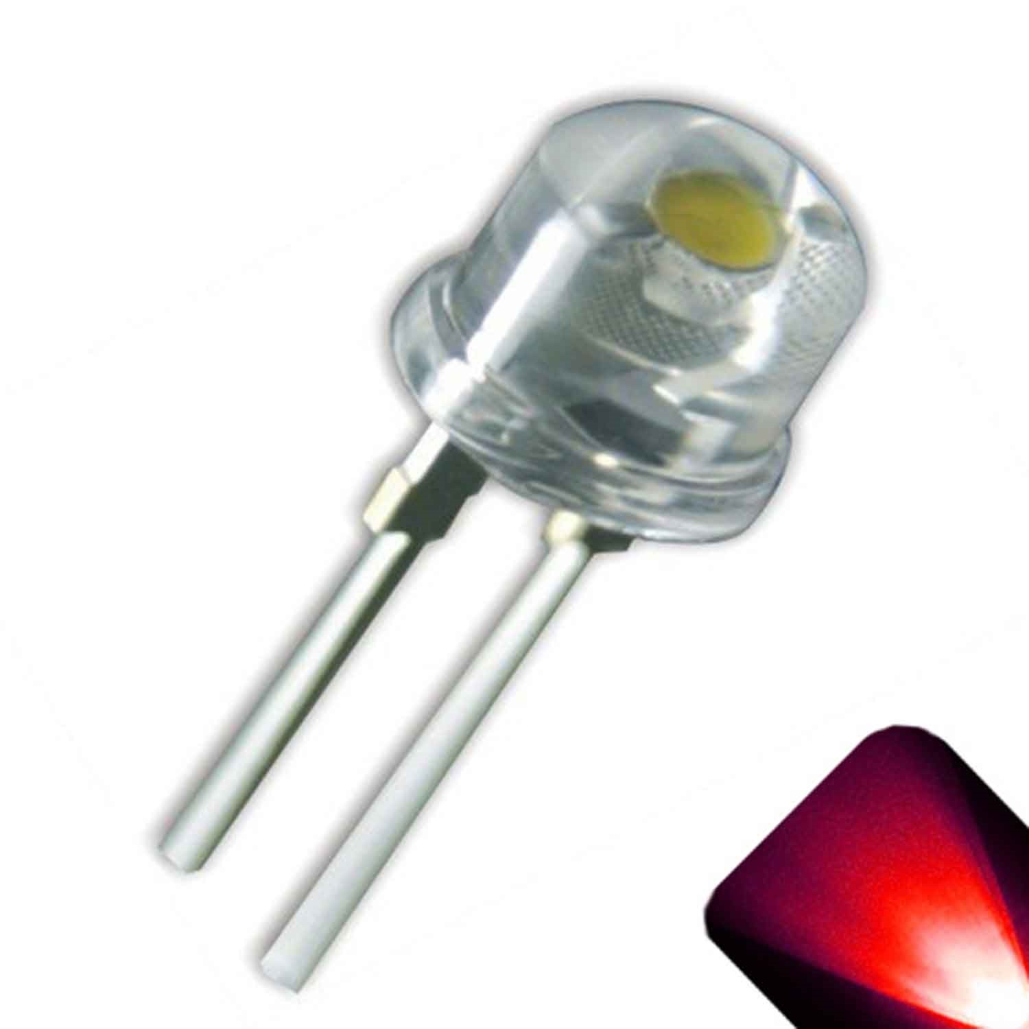10 x LED 8mm Red .5 Watt Ultra Wide Angle Bright High Power LEDs 0.5w half 1/2
