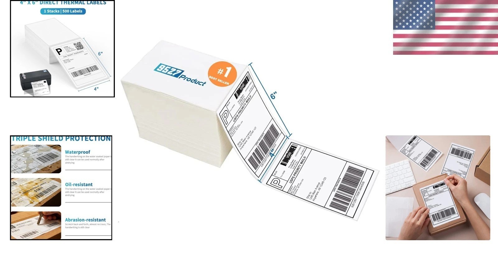 Fanfold 4×6 Shipping Labels – 500 Count Direct Thermal for Efficient Labeling