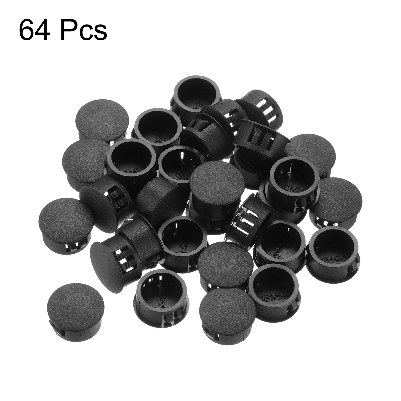64Pcs 17mm(2/3′) Black Nylon Plastic Round Locking Hole Plugs Insert End Caps