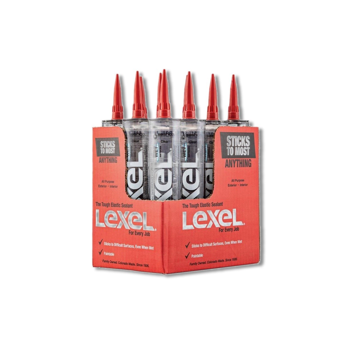Sashco Lexel Clear Synthetic Rubber All Purpose Caulk 10.5 oz 13010 12 PK