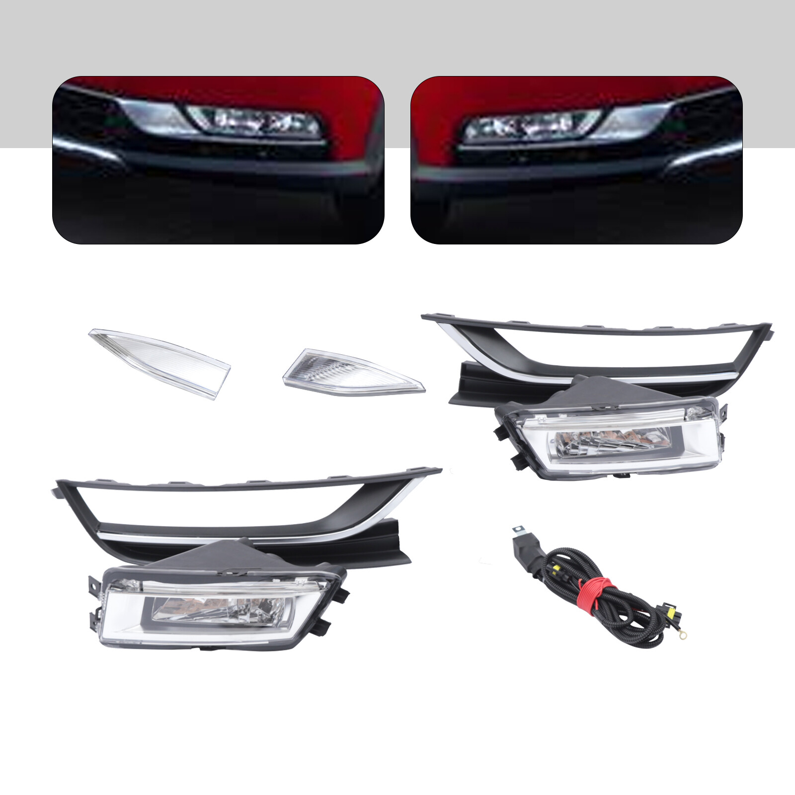 Pair Front Halogen Fog Lights Lamps with Bezels & TrimFor VW Passat 2012-2015 11